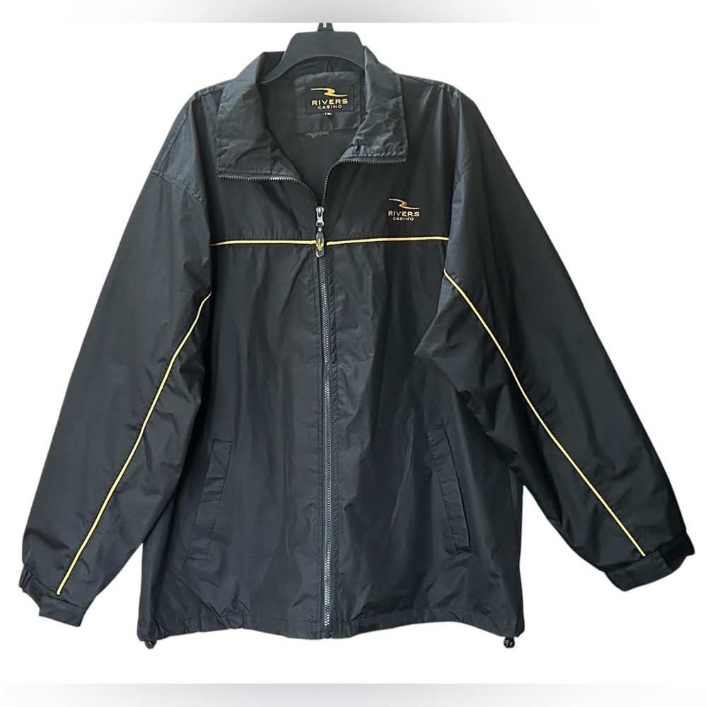Rivers Casino Black Gold Windbreaker Waterproof Jacket Logo Pittsburgh Size XL